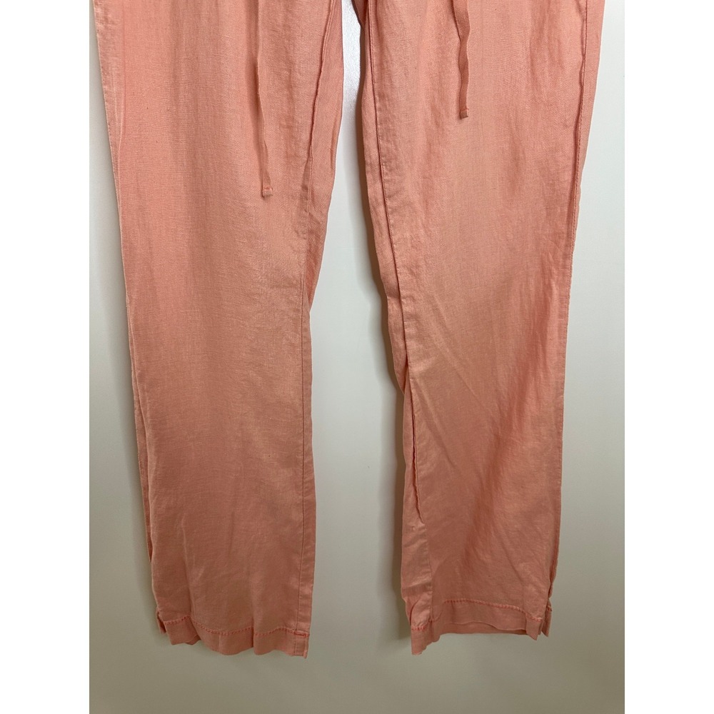 Miss Me Cargo 100% Linen Wide Leg Mid Rise Pant Coral Pink Large Lagonlook Beach - Picture 4 of 14